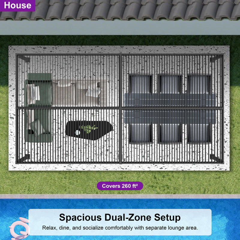 PURPLE LEAF Caesar Outdoor Louvered Pergola Patio Sun Shade Shelter with Adjustable Hardtop Patio Pergola Grey