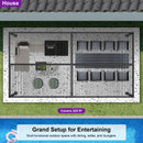 PURPLE LEAF Caesar Solar Louvered Pergola with LED Strip Lights and Control Panel Aluminum Outdoor Pergola with Adjustable Roof for Patio Deck Garden Yard Gray