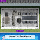 PURPLE LEAF Caesar Solar Louvered Pergola with LED Strip Lights and Control Panel Aluminum Outdoor Pergola with Adjustable Roof for Patio Deck Garden Yard Gray