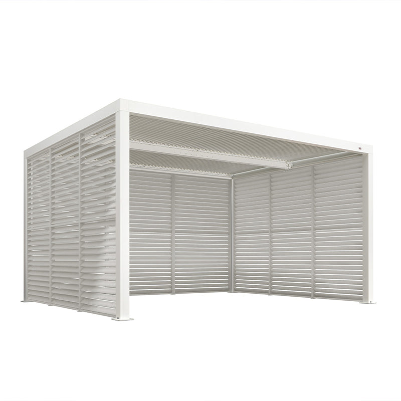 PURPLE LEAF Louvered Pergola white Outdoor Aluminum Pergola with Shutter Wall Adjustable Gazebo Rainproof for Patio Deck Garden