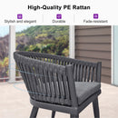 PURPLE LEAF 2 Pieces Patio Dining Chair Set Wicker Outdoor Furniture Seating Aluminum Bistro Set  with Cushions for Garden Kitchen