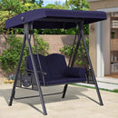 PURPLE LEAF Outdoor Patio Porch Swing with Stand, Chair with Adjustable Tilt Canopy All-Weather Steel Frame for Backyard Front Porch Lawn