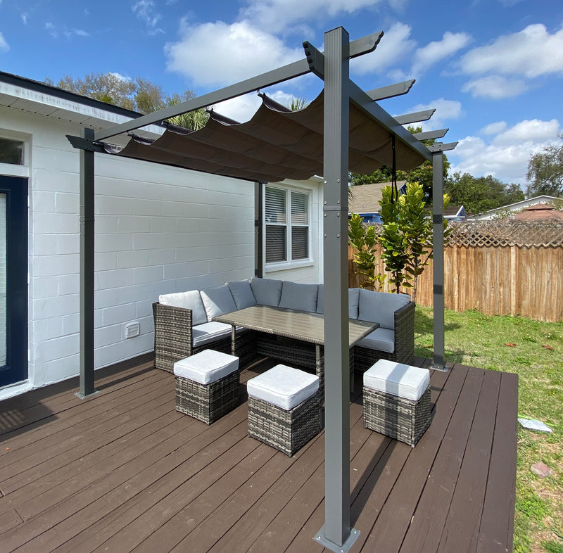 PURPLE LEAF Outdoor Retractable Pergola with Sun Shade Canopy Patio Aluminum Pergola for Garden