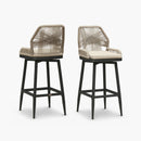 PURPLE LEAF Outdoor Swivel Counter Height Bar Stools Set of 2 Patio 360° Rotating All-Weather Wicker Stools with Back and Cushion for Outside Backyard Kitchen Bistro Garden Bar