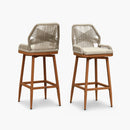 PURPLE LEAF Outdoor Swivel Counter Height Bar Stools Set of 2 Patio 360° Rotating All-Weather Wicker Stools with Back and Cushion for Outside Backyard Kitchen Bistro Garden Bar