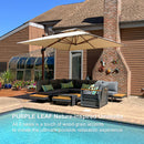 PURPLE LEAF Outdoor Garden Umbrella with Base, Cantilever Umbrellas in Wood Color