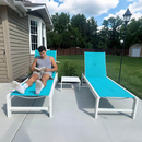 PURPLE LEAF Outdoor Chaise Lounge Set Adjustable Sunbathing Recliner with Side Table for Beach Poolside Patio Outside Aluminum Chaise Lounger