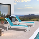 PURPLE LEAF Outdoor Chaise Lounge Set Adjustable Sunbathing Recliner with Side Table for Beach Poolside Patio Outside Aluminum Chaise Lounger