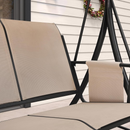 PURPLE LEAF Porch Swing with Adjustable Tilt Canopy Patio Swing with Stand and Meatl Steel Frame All-Weather Outdoor Swing Chair Seat Space-Saving for Backyard Garden Deck