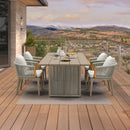 PURPLE LEAF Outdoor Dining Set for Family, Aluminum Outdoor Patio Table and Chairs Set with Olefin Cushions, Patio Furniture Set for Garden or Deck, Beige