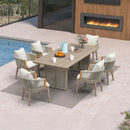 PURPLE LEAF Outdoor Dining Set for Family, Aluminum Outdoor Patio Table and Chairs Set with Olefin Cushions, Patio Furniture Set for Garden or Deck, Beige