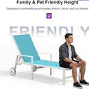 PURPLE LEAF Outdoor Chaise Lounge Set Adjustable Sunbathing Recliner with Side Table for Beach Poolside Patio Outside Aluminum Chaise Lounger