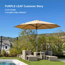 PURPLE LEAF Semi-Auto Outdoor Market Table Umbrella with Heavy-Duty Fabric