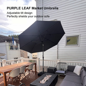 PURPLE LEAF Round Tiltable Porch Table Umbrella Poolside