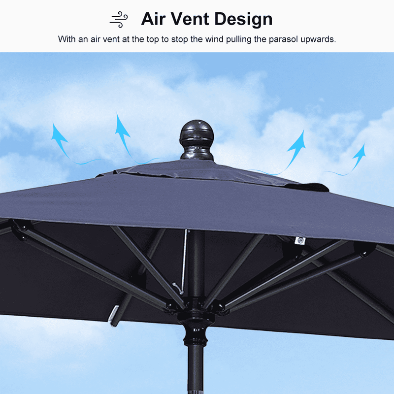 PURPLE LEAF Crank and Tilt Table Umbrella Outdoor Patio Market Umbrella with Visible Hand Crank System