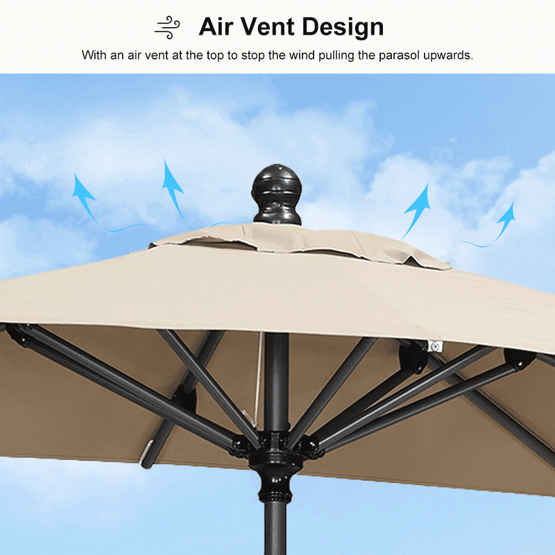 PURPLE LEAF Crank and Tilt Table Umbrella Outdoor Patio Market Umbrella with Visible Hand Crank System