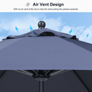 PURPLE LEAF Aluminum Patio Table Umbrella Heavy Duty Market Umbrella with Base