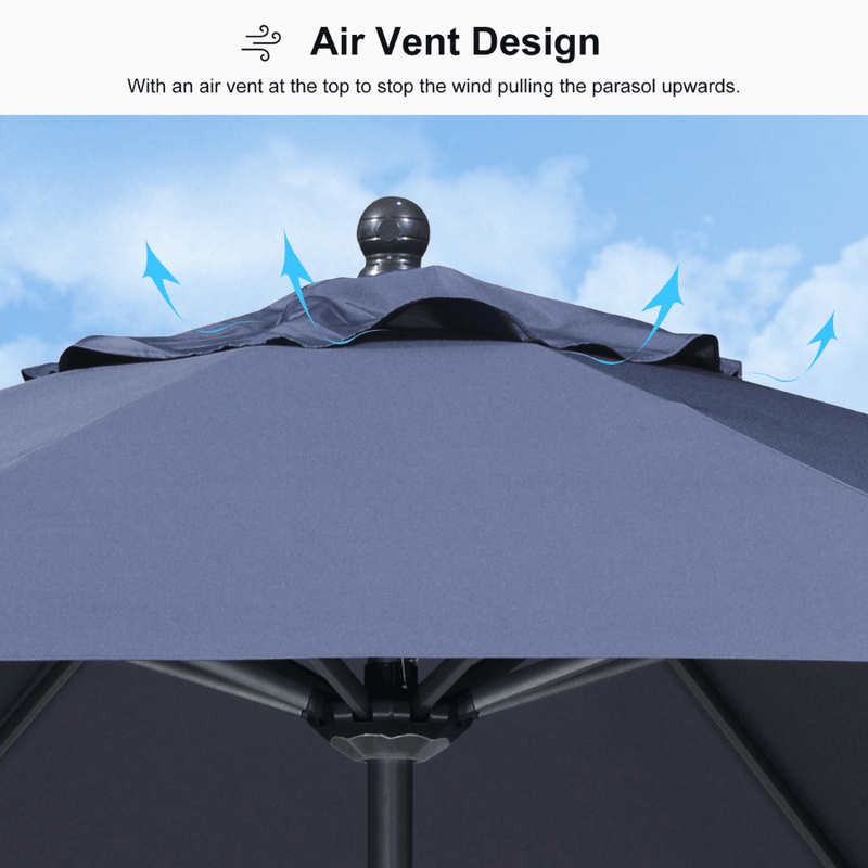 PURPLE LEAF Aluminum Patio Table Umbrella Heavy Duty Market Umbrella with Base