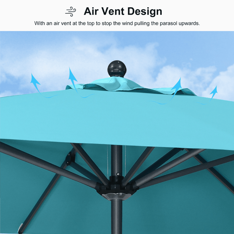 PURPLE LEAF Aluminum Patio Table Umbrella Heavy Duty Market Umbrella with Base