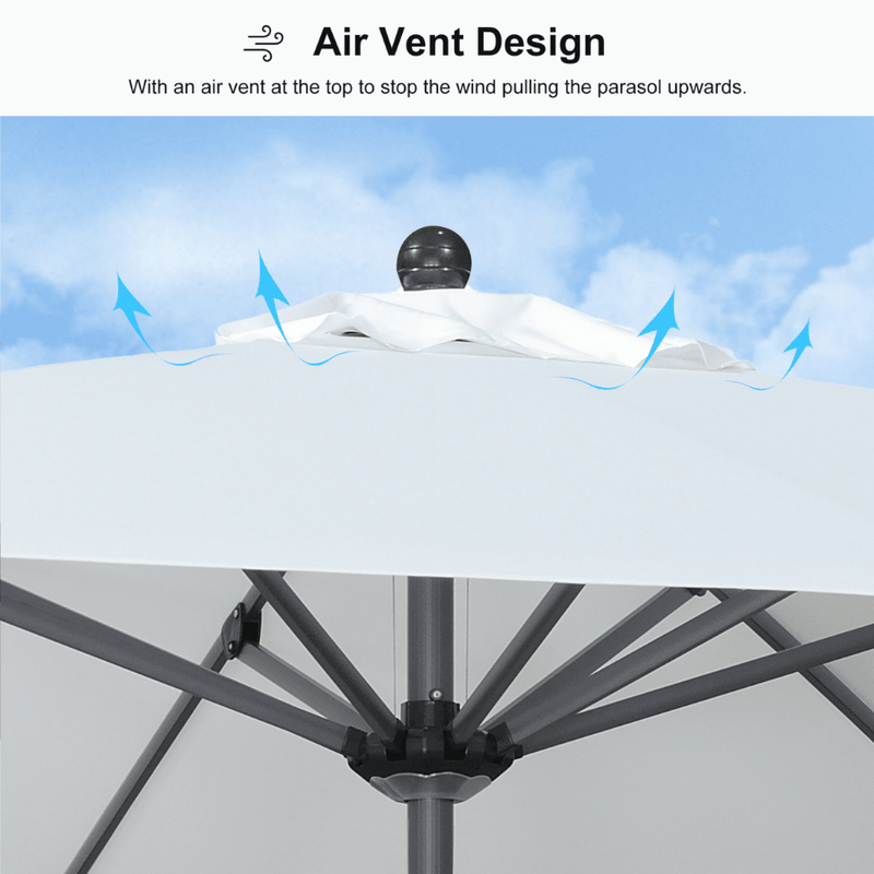 PURPLE LEAF Aluminum Patio Table Umbrella Heavy Duty Market Umbrella with Base