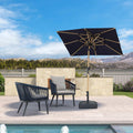PURPLE LEAF Patio Market Umbrella Aluminum Outdoor Table Umbrella with Wood Color