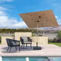 PURPLE LEAF Patio Market Umbrella Aluminum Outdoor Table Umbrella with Wood Color
