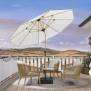 PURPLE LEAF Patio Market Umbrella Aluminum Outdoor Table Umbrella with Wood Color