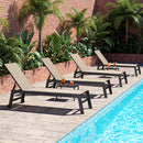 PURPLE LEAF Patio Chaise Lounge Textilene Pool with Wheels Sunbathing Chair for Outdoor, Beach, Yard, Side Table Included