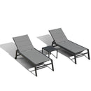 PURPLE LEAF Extra Large 2 Pieces Outdoor Aluminum Chaise Lounge Chair with Wheels