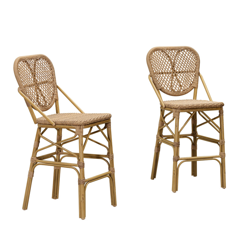 PURPLE LEAF Outdoor Woven Bar Stools Set of 2, Counter Stools, for Pool Garden