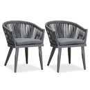 PURPLE LEAF 2 Pieces Patio Dining Chair Set Wicker Outdoor Furniture Seating Aluminum Bistro Set  with Cushions for Garden Kitchen