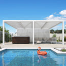 PURPLE LEAF Athena Louvered Pergola white Outdoor Aluminum Pergola with Shutter Wall Adjustable Gazebo Rainproof for Patio Deck Garden