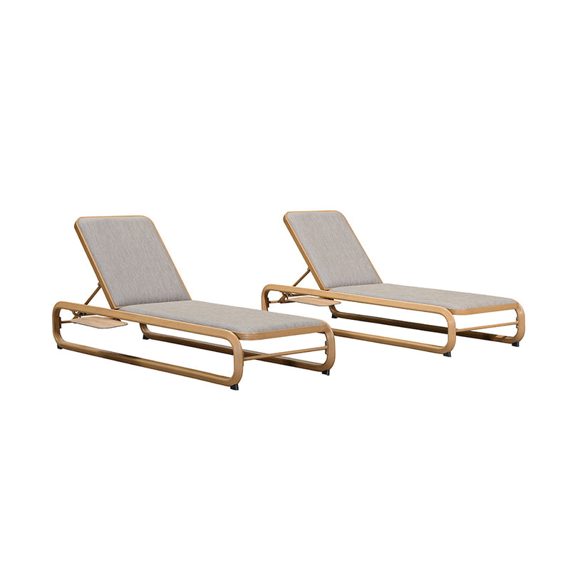 PURPLE LEAF Patio Chaise Lounge with Cushion Aluminum Tanning Chair Lounge Adjustable Reclining Set