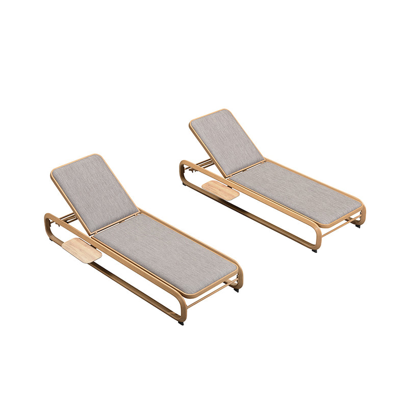 PURPLE LEAF Patio Chaise Lounge with Cushion Aluminum Tanning Chair Lounge Adjustable Reclining Set