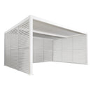 PURPLE LEAF Athena Louvered Pergola white Outdoor Aluminum Pergola with Shutter Wall Adjustable Gazebo Rainproof for Patio Deck Garden
