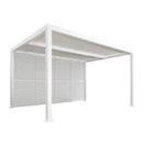 PURPLE LEAF Athena Louvered Pergola white Outdoor Aluminum Pergola with Shutter Wall Adjustable Gazebo Rainproof for Patio Deck Garden