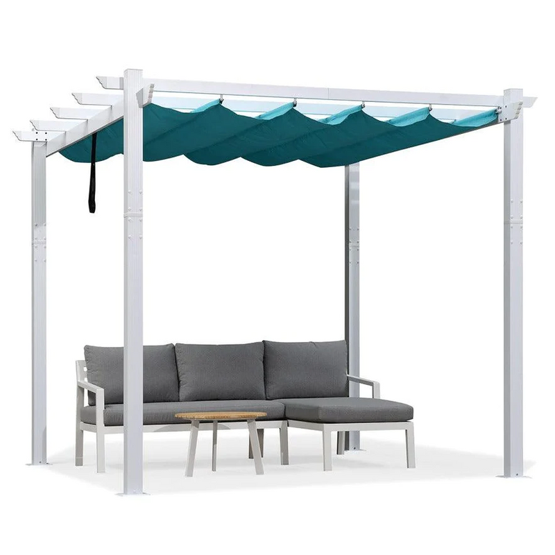 PURPLE LEAF Outdoor Retractable Pergola Aluminum White Pergola with Sun Shade Canopy Patio Modern Shelter for Garden Yard Deck