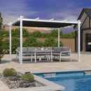 PURPLE LEAF Outdoor Retractable Pergola with Canopy for Garden Porch Beach Gazebo Wood Grain Frame Pavilion Patio Pergola