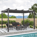 PURPLE LEAF Outdoor Pergola with Retractable Canopy Aluminum Shelter for Porch Garden  Beach Shade Pavilion Pergola Modern Backyard Deck