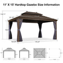 PURPLE LEAF Outdoor Hardtop Gazebo for Garden Bronze Double Roof Aluminum Frame Pavilion