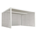 PURPLE LEAF Athena Louvered Pergola white Outdoor Aluminum Pergola with Shutter Wall Adjustable Gazebo Rainproof for Patio Deck Garden