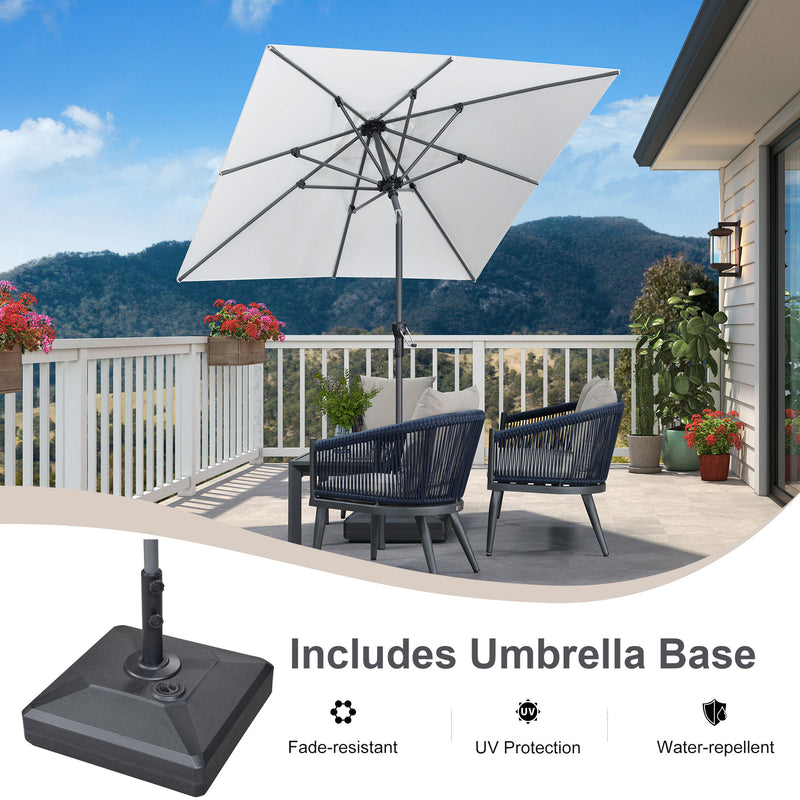 PURPLE LEAF Crank and Tilt Rectangular Outdoor Patio Market Umbrella with Base