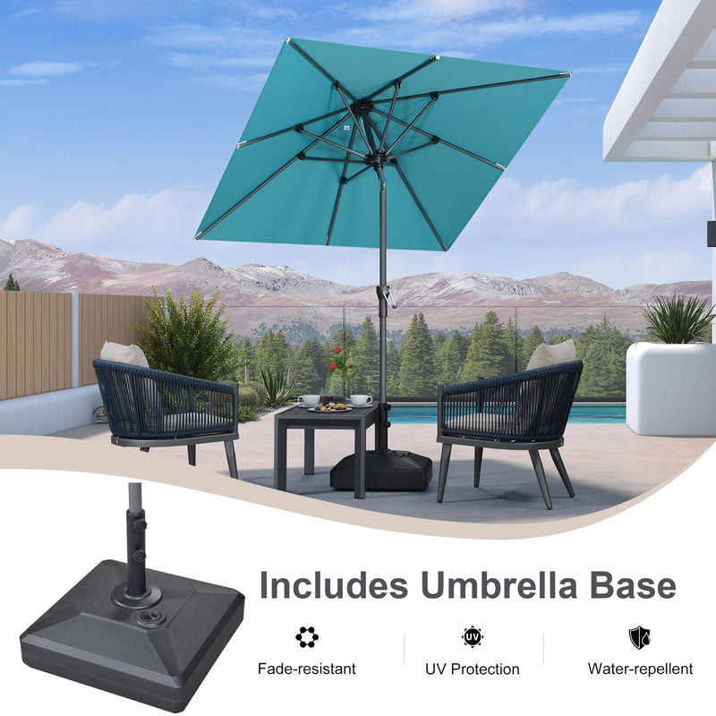 PURPLE LEAF Crank and Tilt Square Patio Table Umbrella with Base for Garden Porch