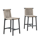 PURPLE LEAF Bar Stools Set of 2 with Back Aluminum Patio Counter Height Stools for Pool Lawn Kitchen All Weather Wicker Outdoor Bar Chairs