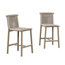 PURPLE LEAF Bar Stools Set of 2 with Back Aluminum Patio Counter Height Stools for Pool Lawn Kitchen All Weather Wicker Outdoor Bar Chairs