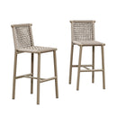 PURPLE LEAF Bar Stools Set of 2 with Back Aluminum Patio Counter Height Stools for Pool Lawn Kitchen All Weather Wicker Outdoor Bar Chairs