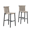 PURPLE LEAF Bar Stools Set of 2 with Back Aluminum Patio Counter Height Stools for Pool Lawn Kitchen All Weather Wicker Outdoor Bar Chairs