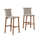 PURPLE LEAF Bar Stools Set of 2 with Back Aluminum Patio Counter Height Stools for Pool Lawn Kitchen All Weather Wicker Outdoor Bar Chairs