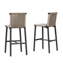 PURPLE LEAF Bar Stools Set of 2 with Back Aluminum Patio Counter Height Stools for Pool Lawn Kitchen All Weather Wicker Outdoor Bar Chairs