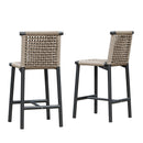 PURPLE LEAF Bar Stools Set of 2 with Back Aluminum Patio Counter Height Stools for Pool Lawn Kitchen All Weather Wicker Outdoor Bar Chairs